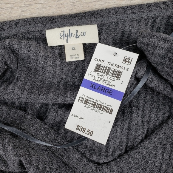 Style & Co V-Neck Thermal Top Grey Thunder Sz XL - Picture 4 of 5